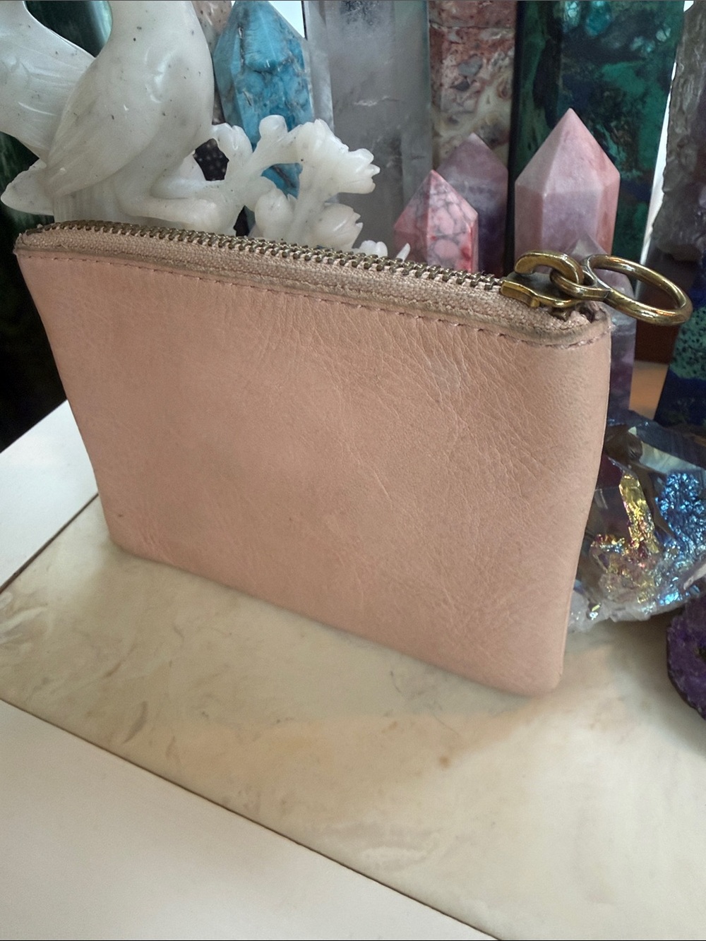 Madewell Soft Pink Leather Zip Pouch - Women Bags
